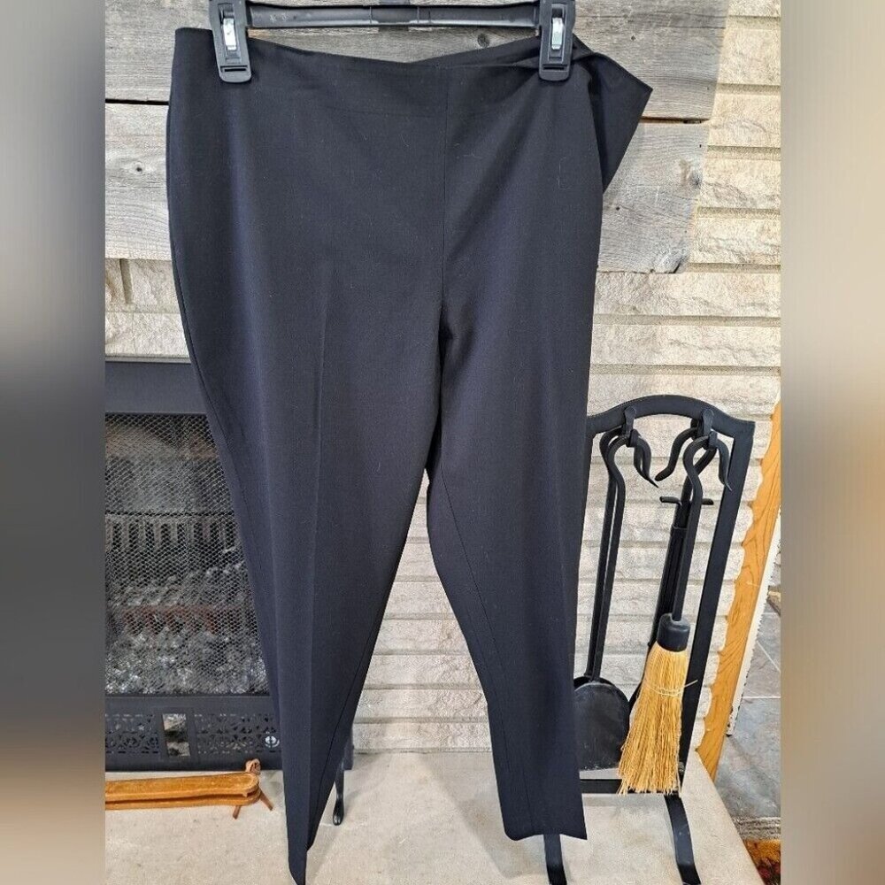 St John Caviar Size 14 Women's Black Pleated Trouser Dress Pants Side Zip Luxury